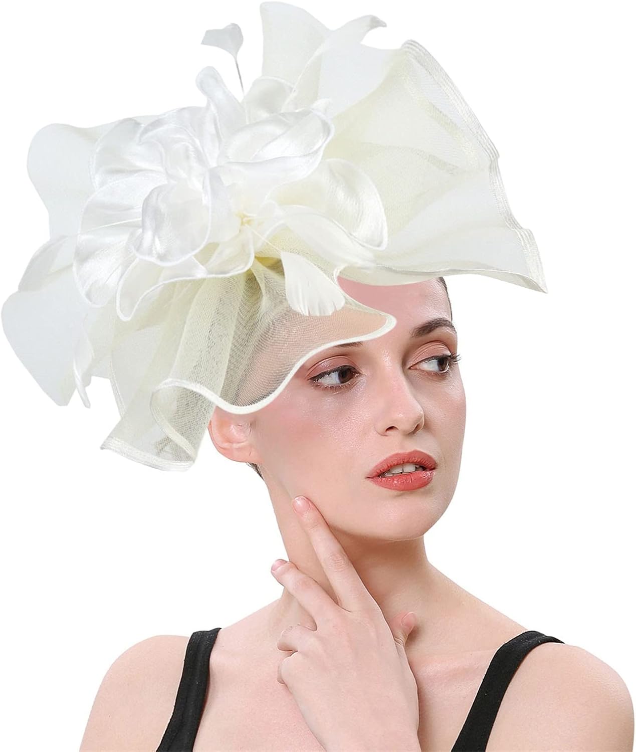 LAGKQS Fascinators Hat for Women Tea Party Headband Organza Church Derby Wedding Cocktail Flower