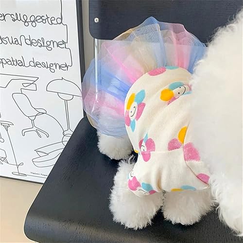 Miniatura 6 de Vestido para mascotas, con capa escalonada, tutú, tul, perros, vestidos de fiesta de cumpleaños, suéter con estampado dulce, falda de tul, ropa de