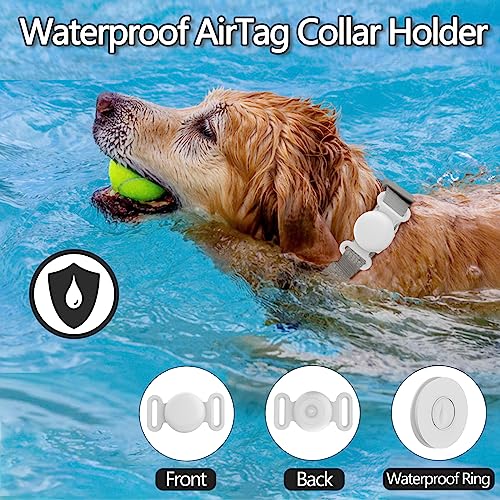 Waterproof-Airtag-Dog-Collar-Holder-Compatible-with-Apple-AirTag-Silicone-Waterproof-Air-Tag-Case-for-Dog-Collar-Anti-Lost-AirTag-Holder-for-Pet-Cat-Dog-GPS-Tracker-2-Pack-Black-White