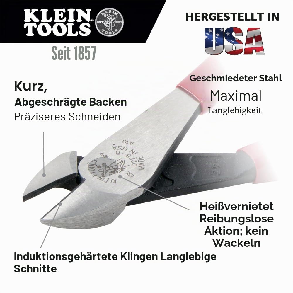 Klein Tools 3-teiliges Werkzeugset mit Linienzange, Seitenschneider und Spitzzange, mit induktionsgehärteten Messern, 80020