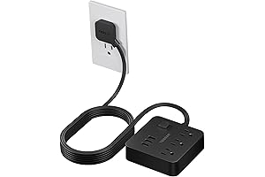 TESSAN Ultra Thin 5 ft Brown Extension Cord Indoor with 3 USB...