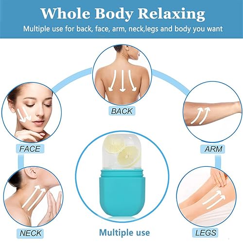 Miniatura 7 de Rodillo de hielo para cara y ojos, rodillo facial de hielo, cubo facial de hielo Gua Sha, masaje facial de silicona, molde de hielo facial para