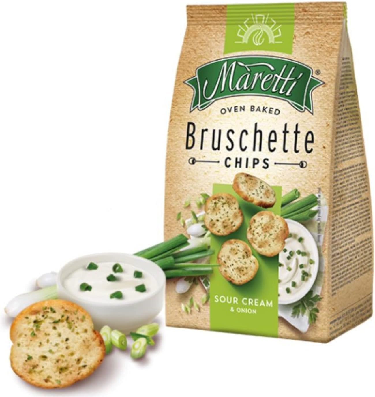 Maretti Oven Baked Bruschette Sour Cream & Onion Chips, 70 Grams