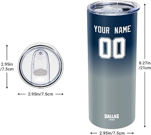 Miniatura 3 de Dallas - Botella de agua personalizada con nombre y número, taza de café para hombres y mujeres, regalos