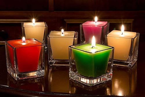 Miniatura 5 de Hewory - Juego de 6 jarrones cuadrados de cristal 5 x 5 pulgadas para centros de mesa decoración del hogar eventos ceremonia de fiesta no incluye