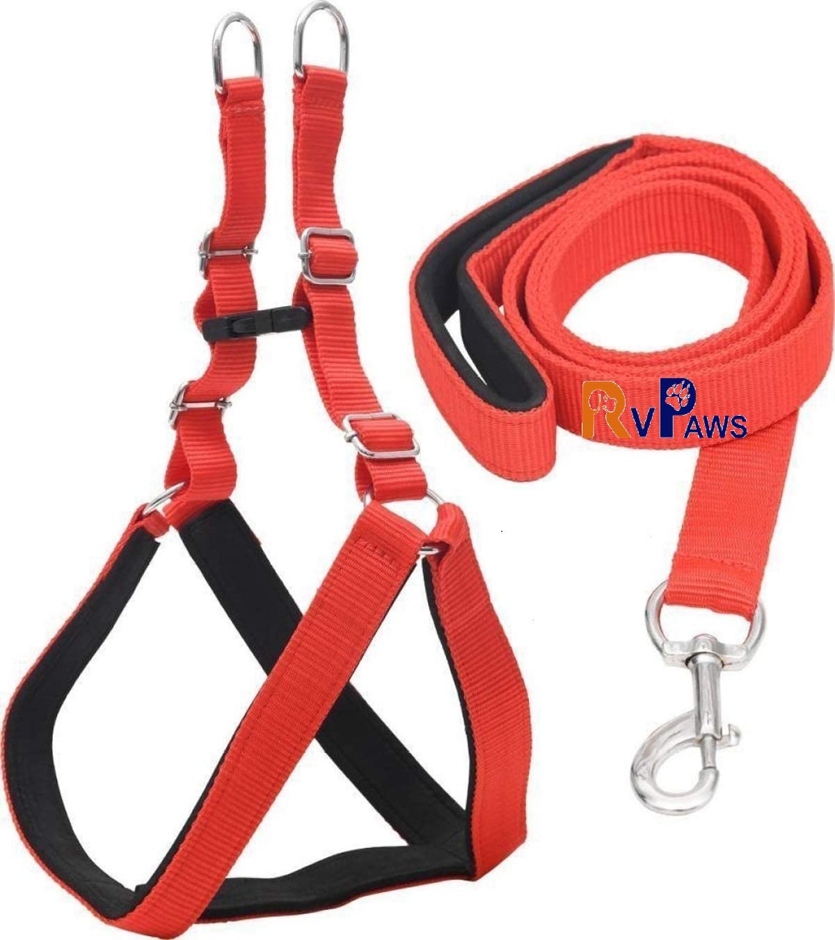 RvPaws Nylon Padded Adjustable Dog Harness & Leash 1 Inch for Medium Size Pet (Chest Size : 24-29 Red & Black).. (B09Q8XRCZ8) Amazon Price History, Amazon Price Tracker