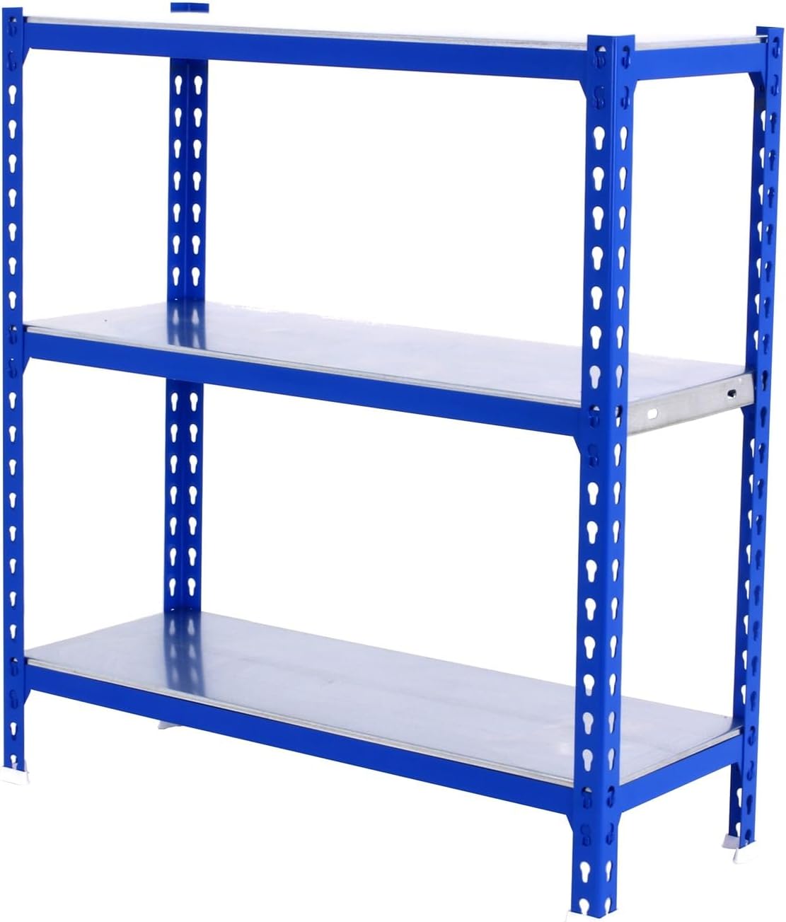 Simon Rack Metal Shelf, 900x1000x300 mm, 3 Metal Shelves, 180 kg Flex Point, Storage Shelves, Blue/Galva - Simonclick