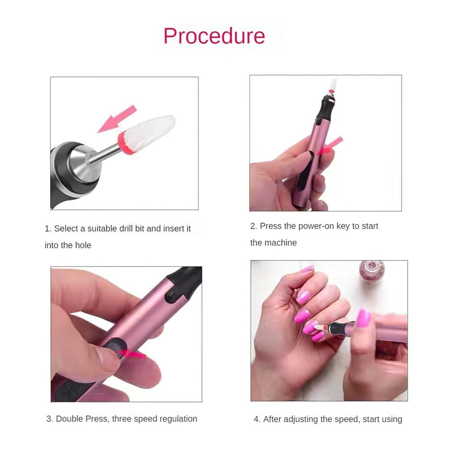 Torno para Uñas Taladro eléctrico for uñas, Juego de Fresas for manicura Profesional, Brocas for uñas, removedor de Esmalte de Gel, manicura artística for uñas(Silver)