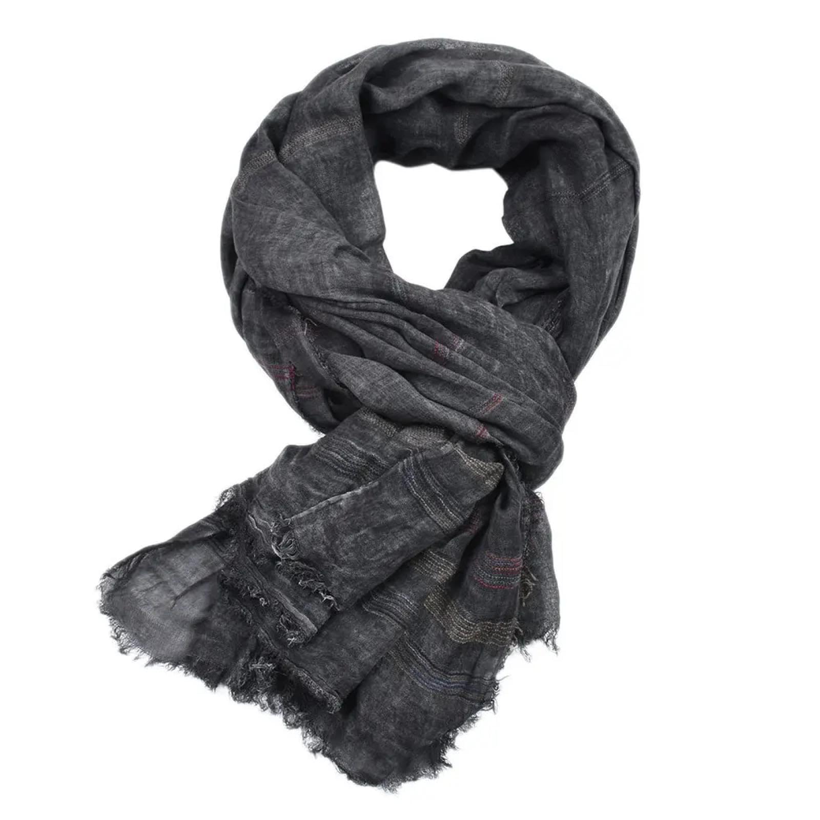 Sciarpa Scialle Invernale Sciarpe Sciarpa Invernale da Uomo Europea E Americana in Cotone E Lino Tinto in Filo A Righe, Sciarpe da Uomo con Nappe, Scialle Lungo, Accessori Maschili