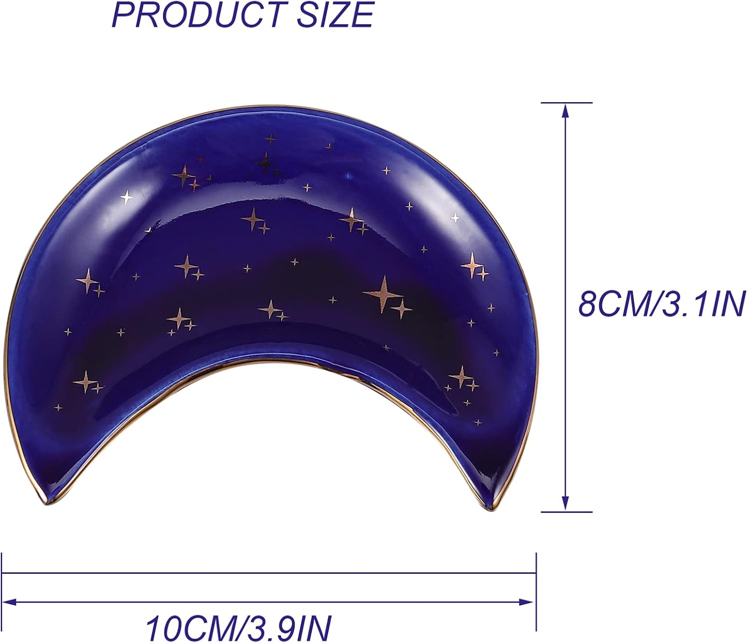 Cabilock Trinket Dish Ceramic Jewelry Dish Blue Moon Shape Decorative Tray Room Decor Decorative Ceramic Accent Vanity Tray Ring Dish Serving Tray Sundries Organiser For Jewelry Cosmetic - Image 5