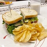 Vista 5 de Honbay 5 palillos de cóctel de acero inoxidable reutilizables para aperitivos, comida de dedos, sándwich, frutas, etc. (espada)