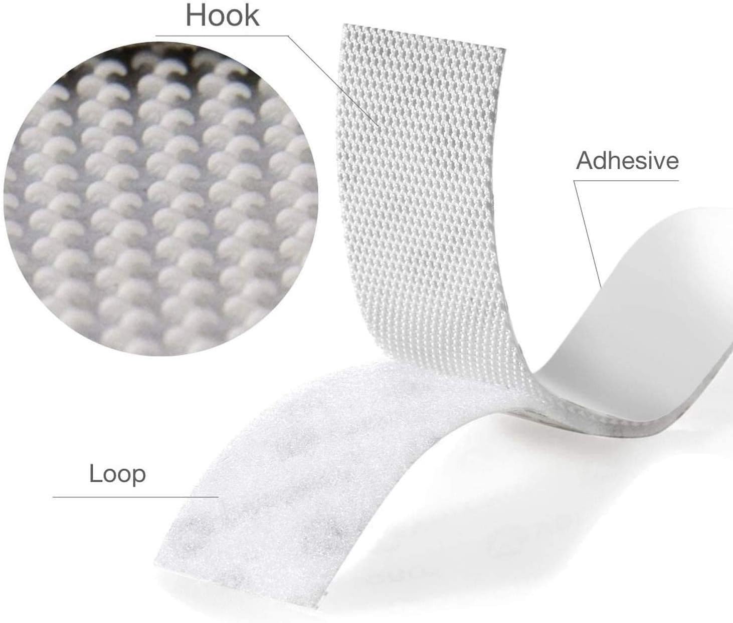 BRAVESHINE Industrial Strength Self Adhesive Hook and Loop Roll - 1.2 Inch 16.5FT Double Sided Sticky Hook Loop Strips Fabric Fasteners Tape for Sewing, Pedal Board, Mounting or Hanging Items - White