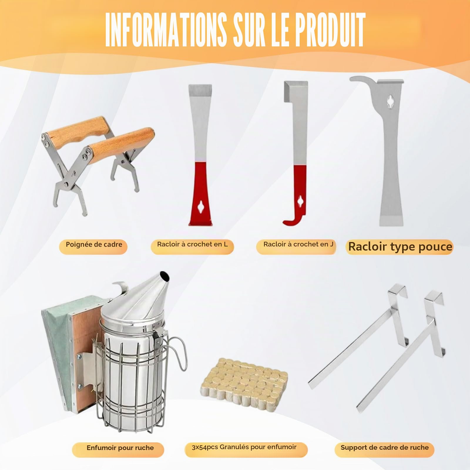 beekeeper kit D'apiculture complet 30PCS Outil de ruche bee d’apiculture avec fumoir d’abeilles,Costume Apicole avec Chaperon Anti Guêpes,Grattoir de Ruche