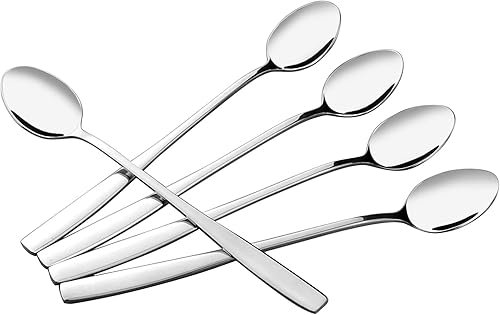 Miniatura 7 de Cuchara de té de crema helada de acero inoxidable de mango largo, juego de 12