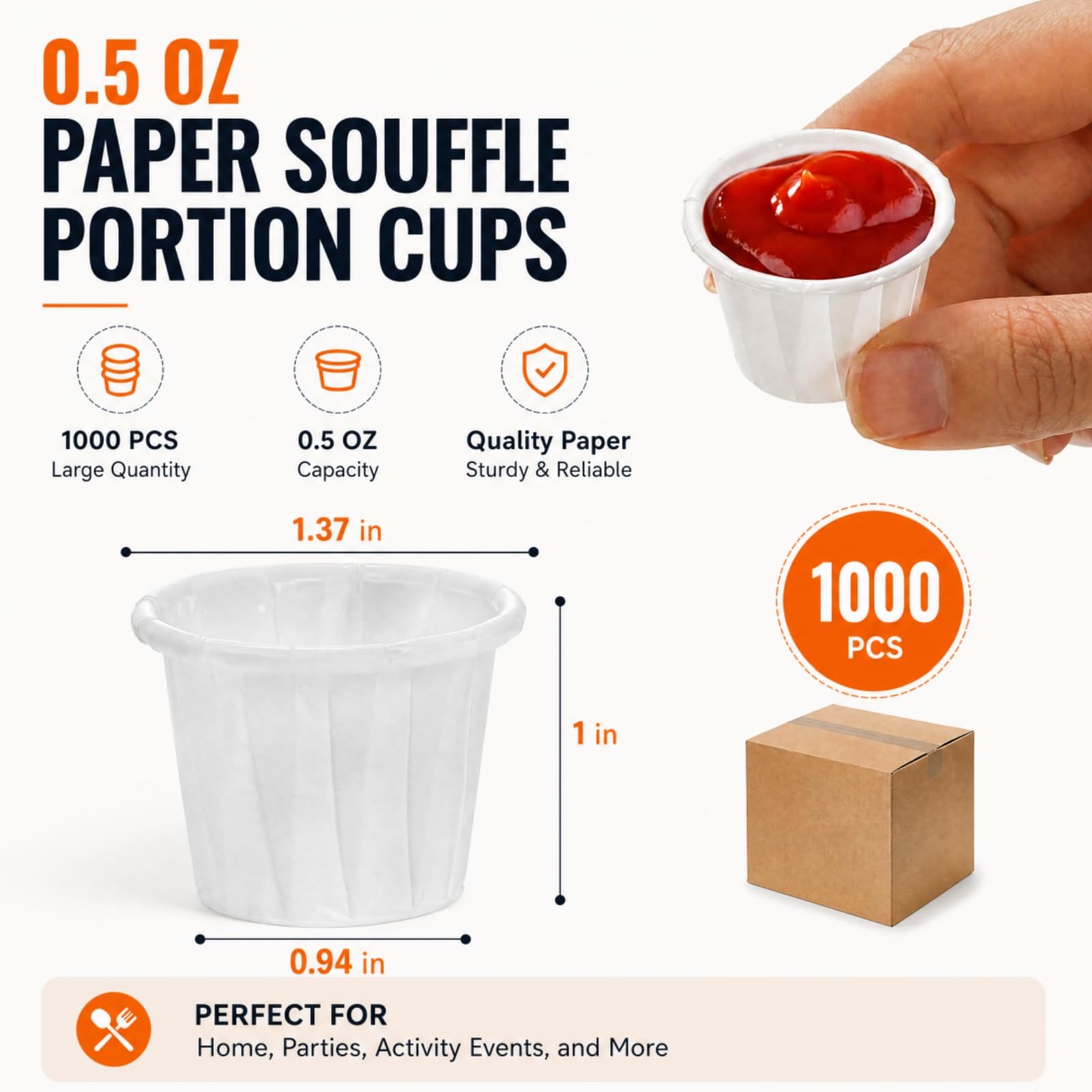 Dicunoy 1000 tazas de papel de 0.5 onzas, desechables, tratadas en blanco, para medir, medicamentos, muestras, chupitos de gelatina, degustaciones, postres