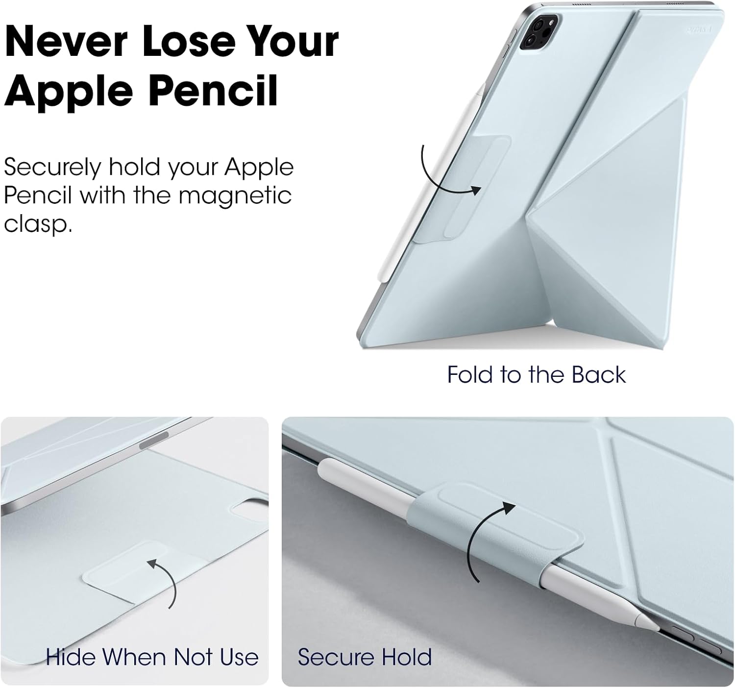 PITAKA for iPad Pro 11 Inch Case 2025/2024, Compatible with iPad Pro M5/M4, Portrait/Landscape Magnetic Case with Pencil Holder, 4 Standing Angles and - Light Blue - Image 4