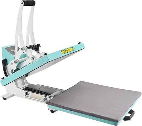 ColorSub Prensa térmica de 15 x 15 para camiseta con cajón deslizante, máquina de prensa de calor por sublimación, verde azulado