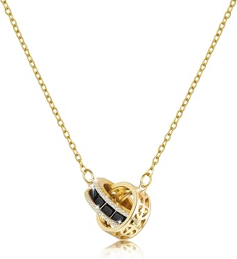 Linawe Moissanite Crystal Imitation Diamond Necklace for Women Trendy, Birthstone Rhinestone Dainty Jewellery, Circle Pendant Stainless Steel Chain Necklaces, Gold, Rose Gold and Silver Tones