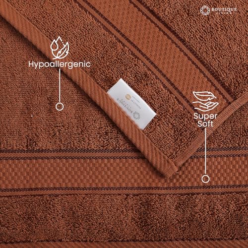 Image of BOUTIQUE LIVING Nature Bouquet (Sandalwood Fragrance) 100% Cotton 525 GSM Brown Hand Towels - Pack of 2