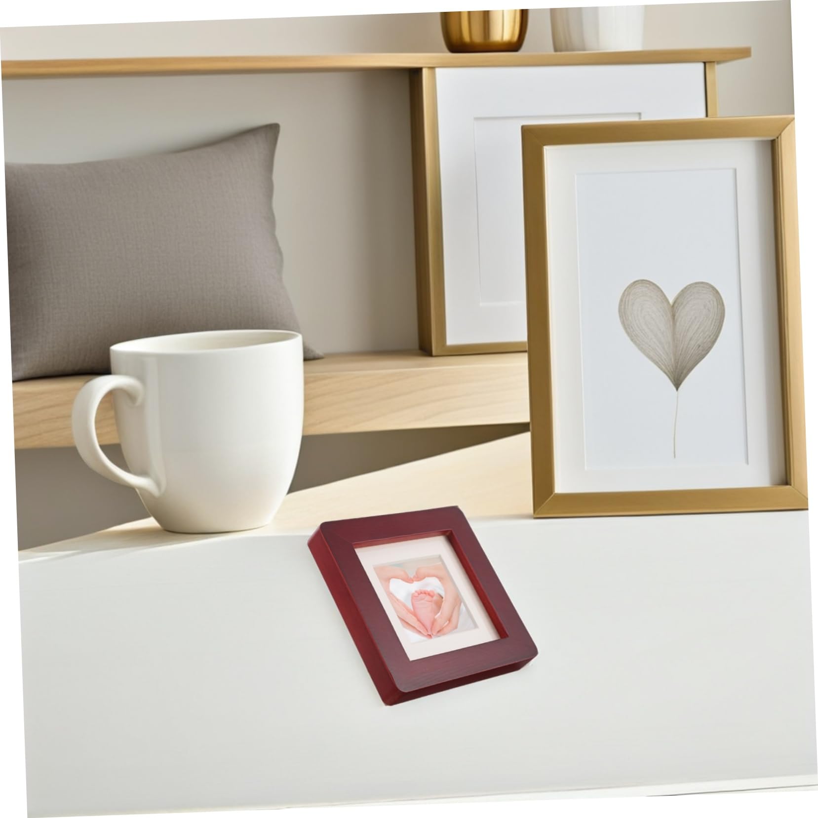 ULTECHNOVO Cadre Photo Carré en Bois Massif Ton Bois Foncé, Design Élégant et Compact Motifs Naturels, Cadre Polyvalent pour Bureau et Chambre à Coucher