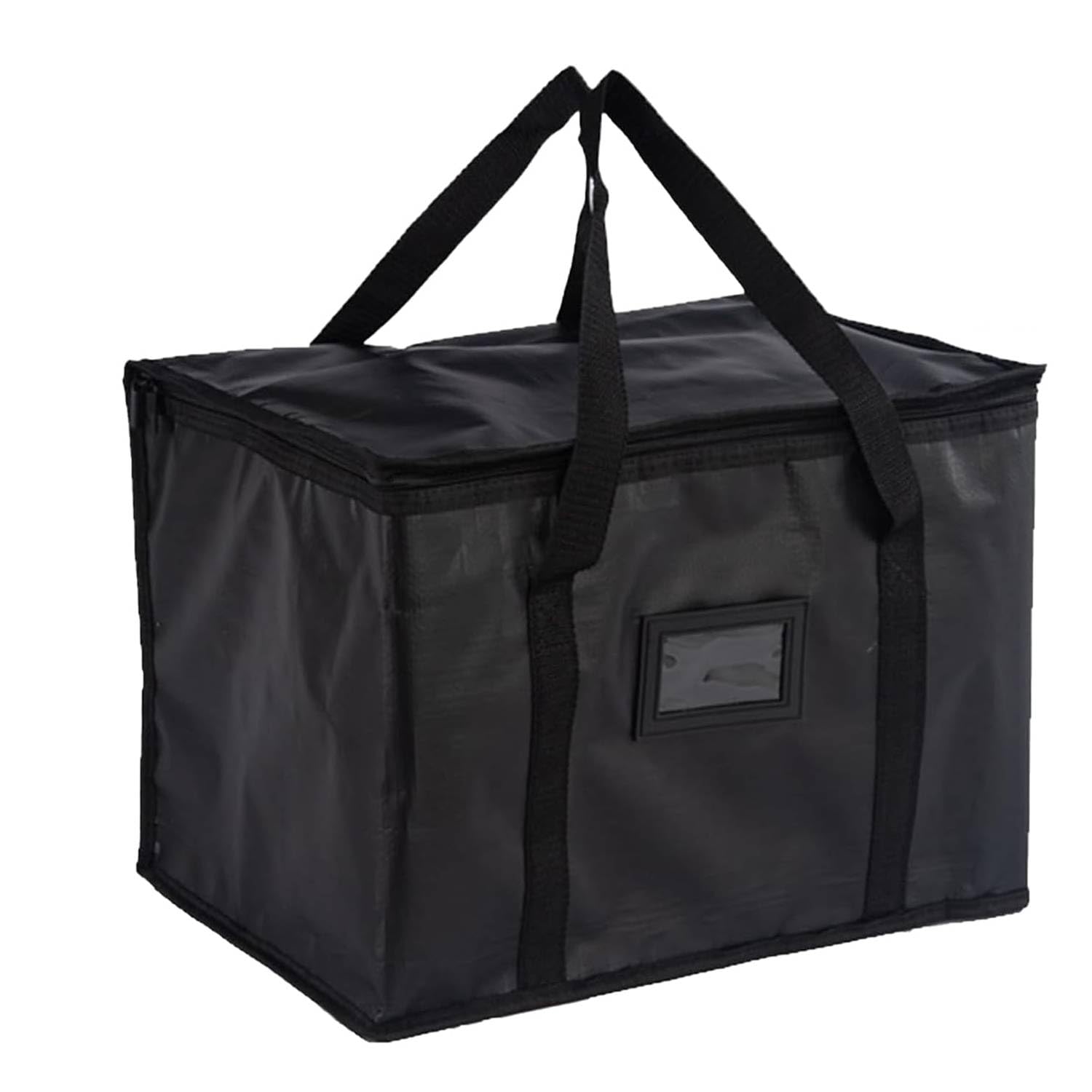 Fizzix Large Food Delivery Bag, Insulated Thermal Bag for Hot and Cold Food, Reusable and Easy to Clean, Waterproof, Ideal for Catering, Restaurants, and Grocery Delivery, Heavy Duty, Black