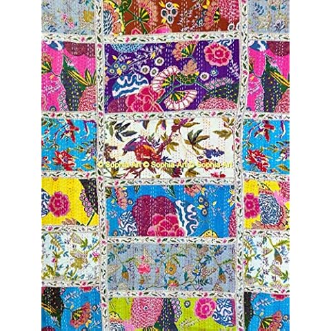 Colcha bohemia étnica Kantha india patchwork Sophia-Art Cover