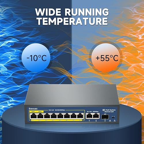 Miniatura 7 de Conmutador PoE Gigabit con 8 puertos POE+, 2 puertos Gigabit Uplink y 1 puerto SFP, compatible con IEEE802.3afat, hasta 120W, diseño de metal,