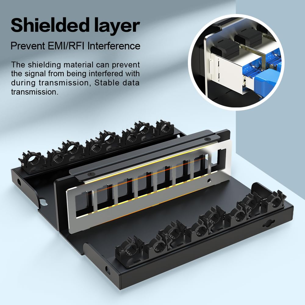 8 Port Shielded Network Patch Panel Enmane 8-Port Keystone Patch Panel ...