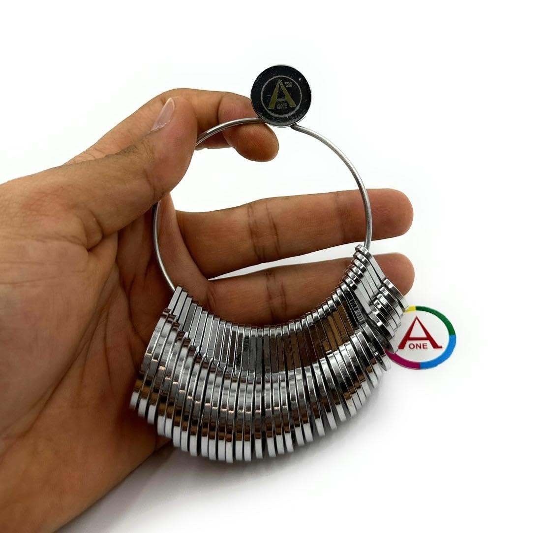 Aone Universal Ring Sizer Gauge With International Markings For Measuring Finger Ring Sizes Featuring 36Pcs Flat Rings For Jewellery Making, Jewellery Repair & Hobby Crafts Diy, Steel