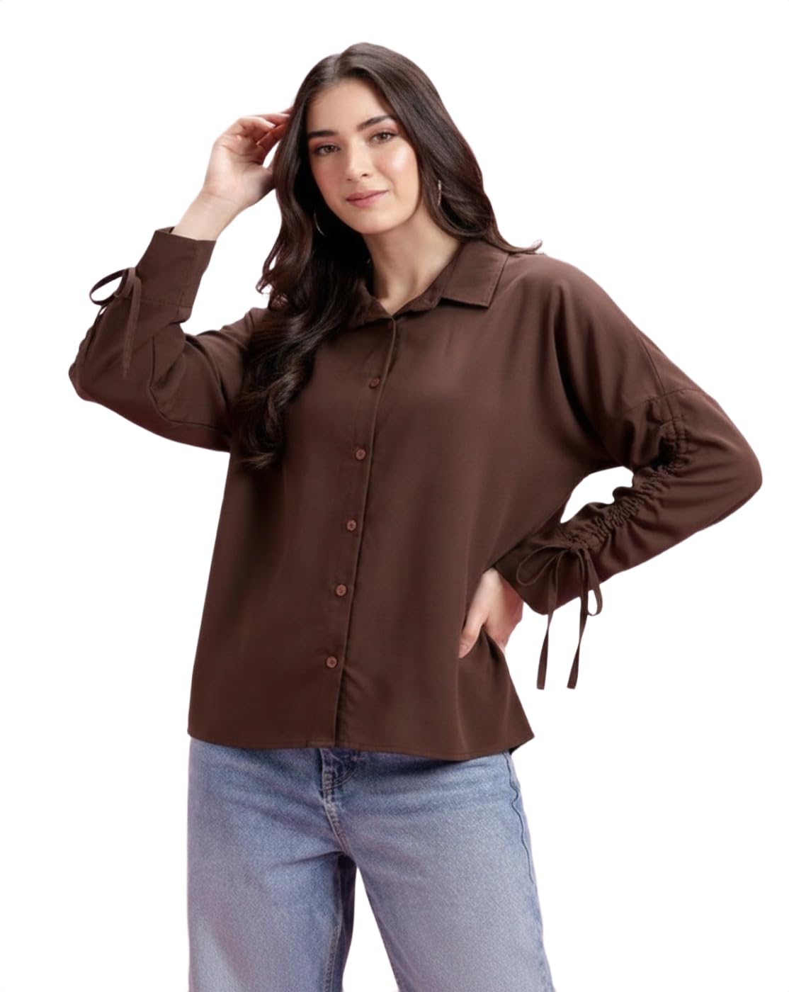 perfect productions Shirts for Women – Korean Style Sleeve Oversized Button Down | Plus Size Workwear Top for Office & Casual Wear (Available in Plus Size)-picture-29