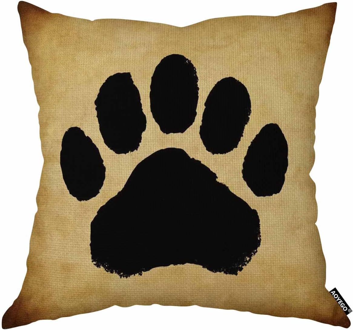AOYEGO Bear Paw Print Throw Pillow Cover Footprint Claws Evidence Find Forest Animal Grizzly Large Search Pillow Case 18x18 Inch Decorative Men Women Room Cushion Cover for Home Couch Bed