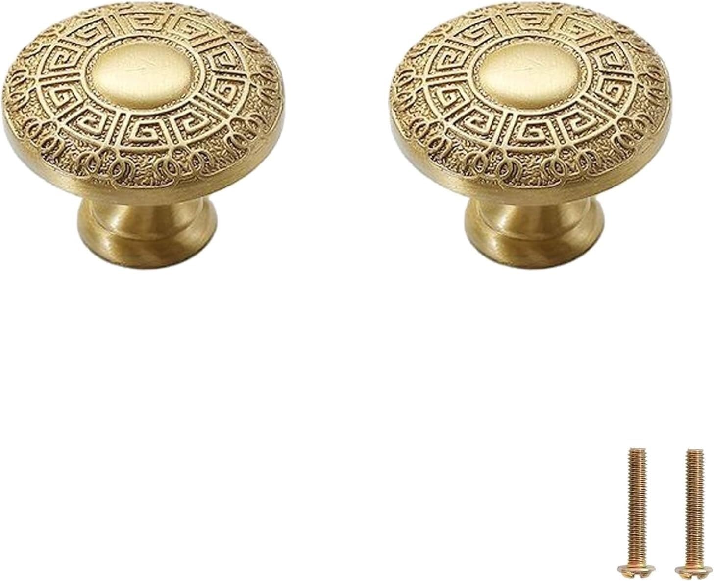 Tnbccxn 15 Copper Color 35*25Mm Cabinet Handles, Cabinet Handles,2 Pcs Fancy Embossed Pure Copper Knob(15 Copper Color 35 * 25Mm)