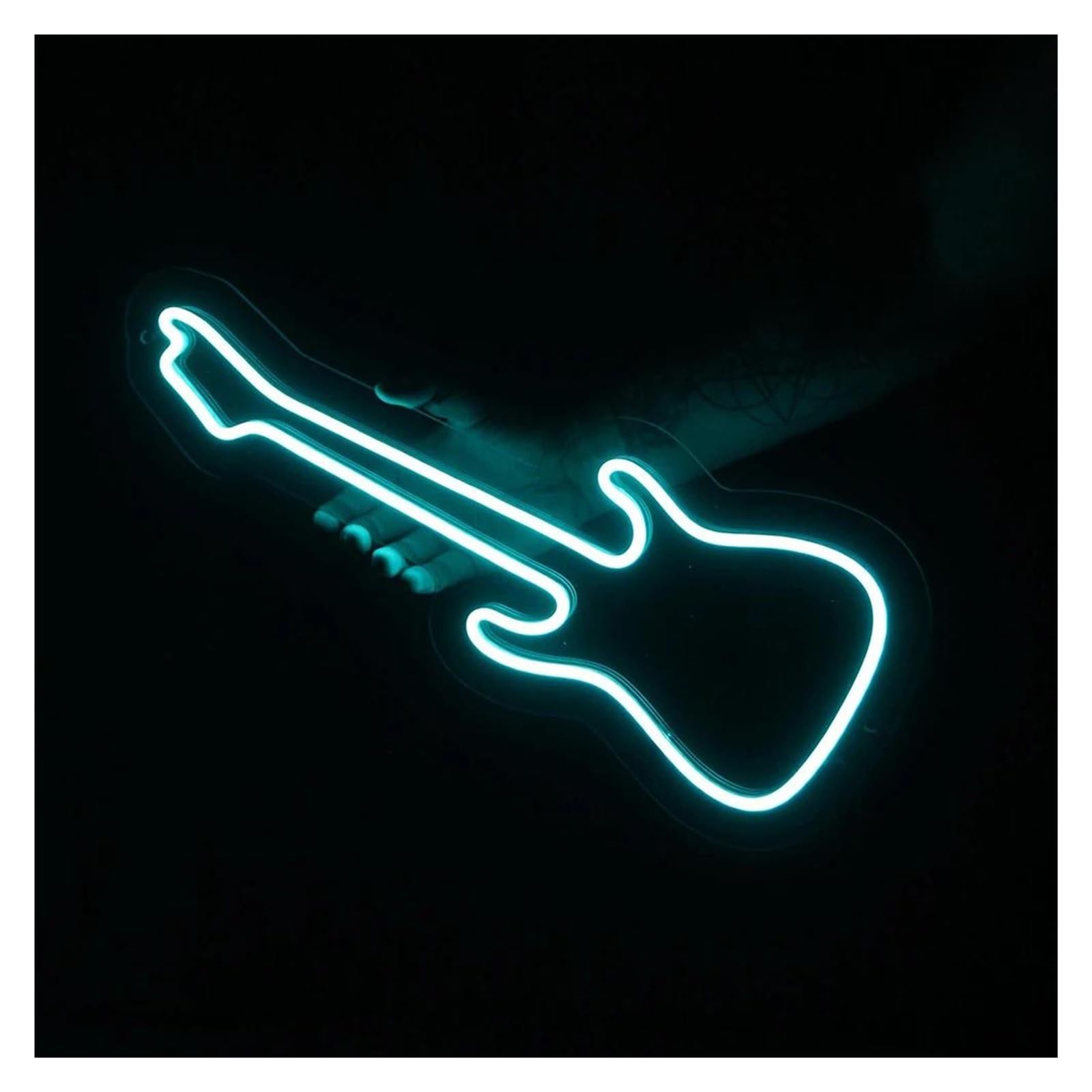 Insegna al Neon Insegna Al Neon Con Chitarra, Decorazione Per Sala Musica, Bar, Discoteca 45X18cm(Blu)