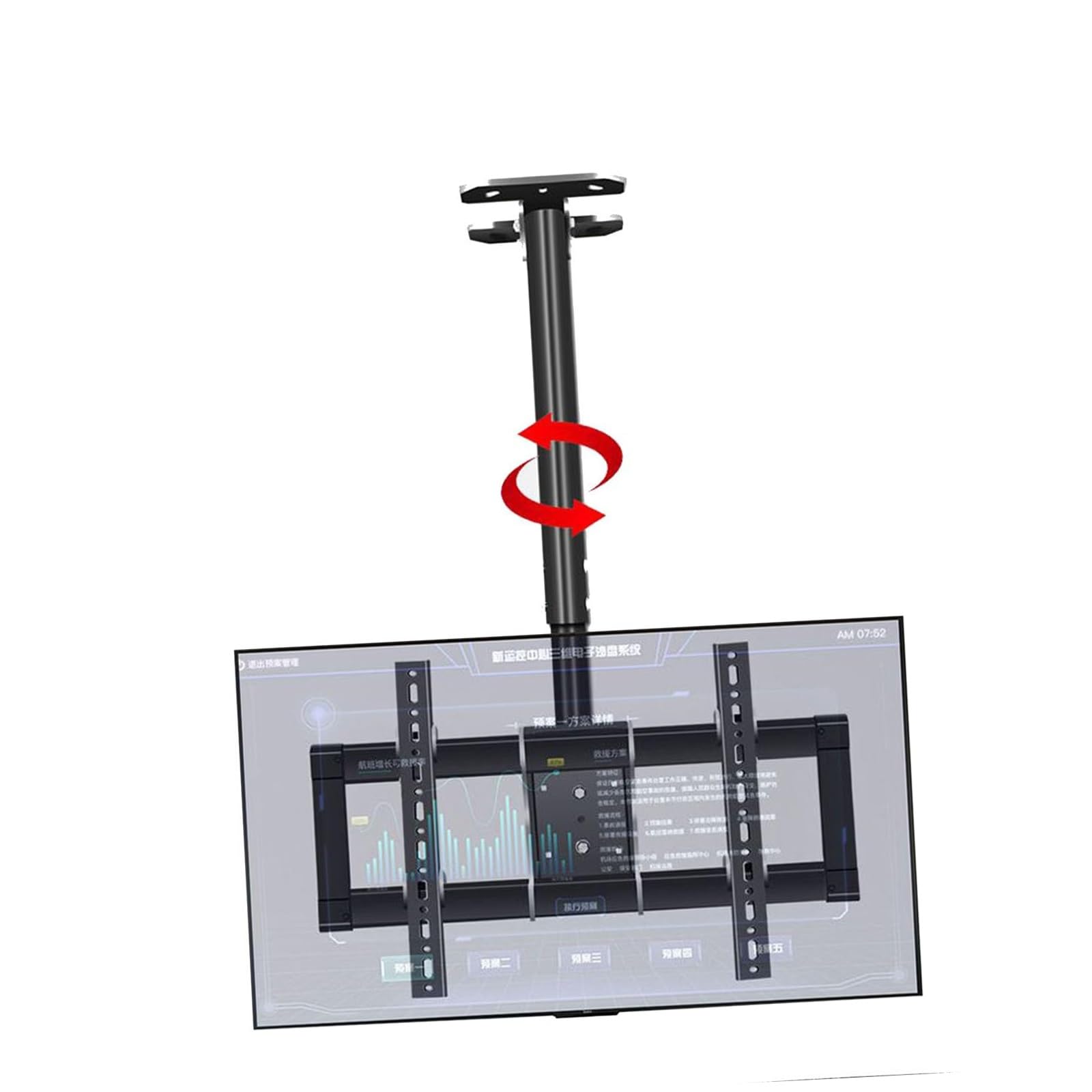 Support TV plafond télescopique réglable hauteur écran plat LCD 37 55 65 75 85 pouces