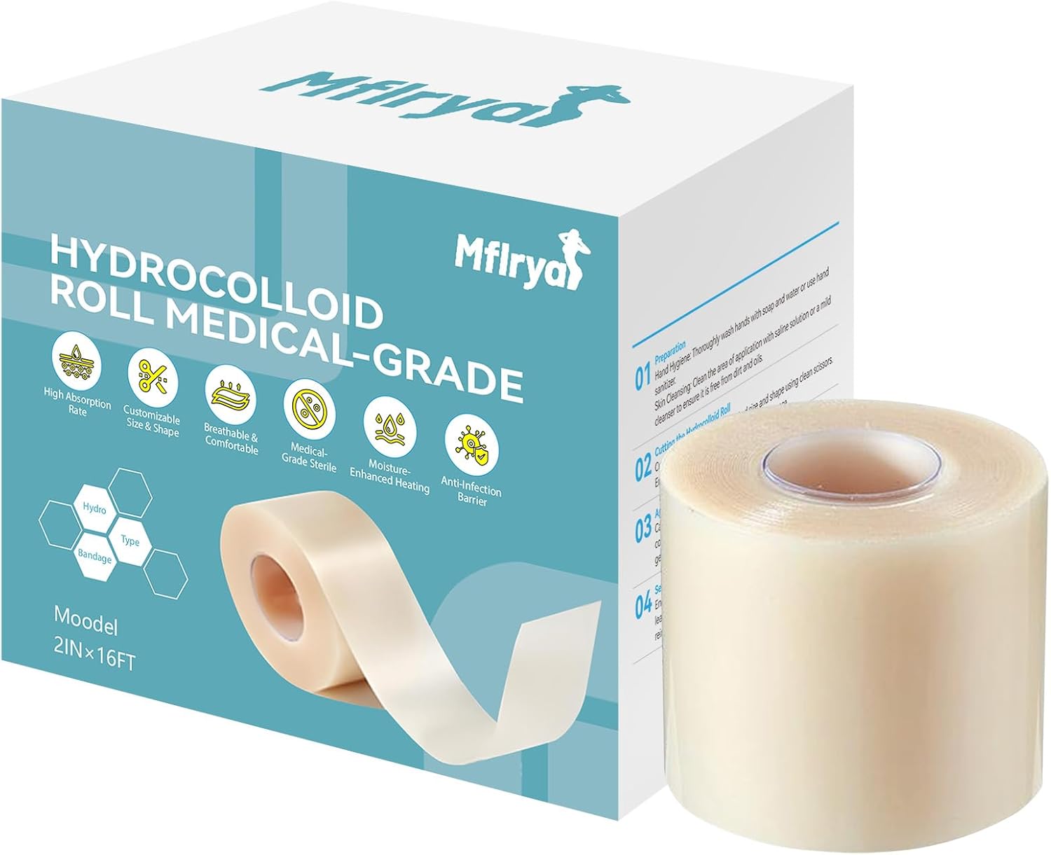Hydrocolloid Roll for Wound Care - Cut-to-Size Extra Large Hydrocolloid Patch Bandages, Waterproof, Ultra Absorbent & Flexible, First Aid Kit Essential!