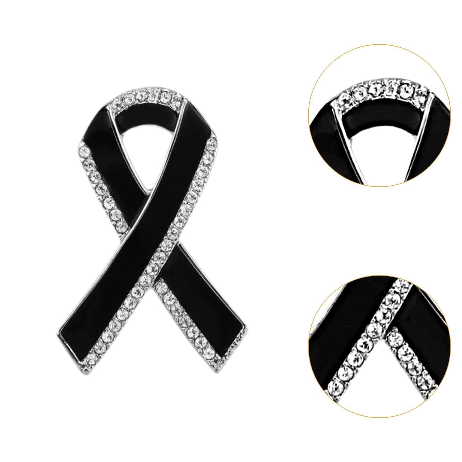 Broche con Cinta funeraria, 4 cm, Metal, para Servicio conmemorativo del Día del Recuerdo, Accesorio de Ropa de luto Negro.