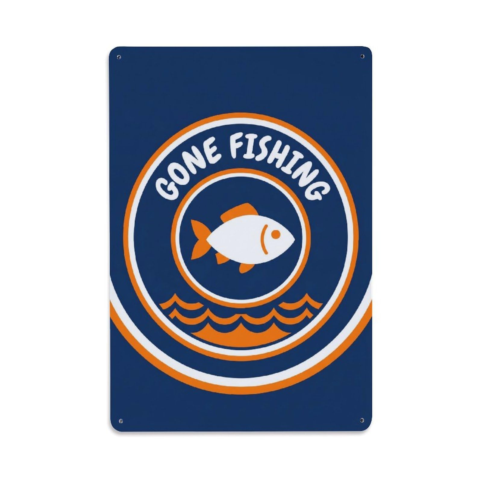 Gone Fishing Lake Cabin 1 Vintage Metal Tin Sign Plaque Wall Decor for Cafe, Club, Garden Metal Poster 8x12Inch