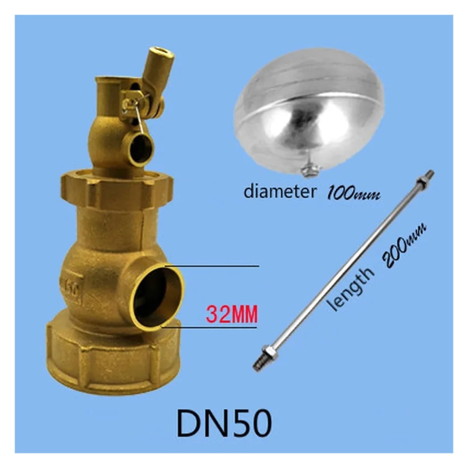 Zawór kulowy hydrauliczny pływakowy DN25/DN32/DN40/DN50/DN65/DN80 Korpus mosiężny żeński Zawór pływakowy typu mały otwór(DN50)
