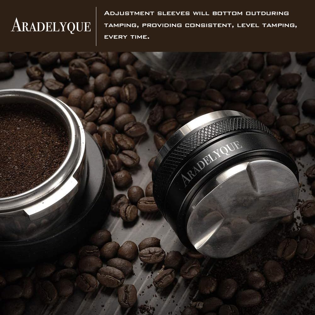 53mm Coffee Distributor and Tamper, Dual Head Coffee Leveler Compatible with Breville 54mm Portafilter, Adjustable Depth- Professional Espresso Hand Tampers