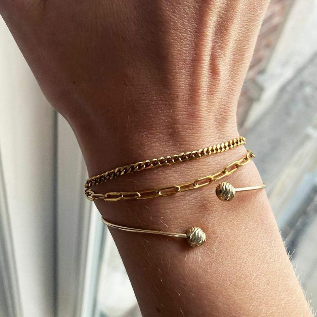 MOMOL 18K Gold Plated Stainless Steel Link Chain Necklace Bracelets for Women Paperclip Chunky Choker Necklace - Image 5