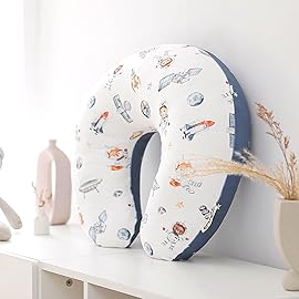 GRSSDER Reversible Nursing Pillow Cover, Ultra Soft Stretchy Minky Removable Nursing Covers Fitted for Breastfeeding Pillows Snug and Safe, Space