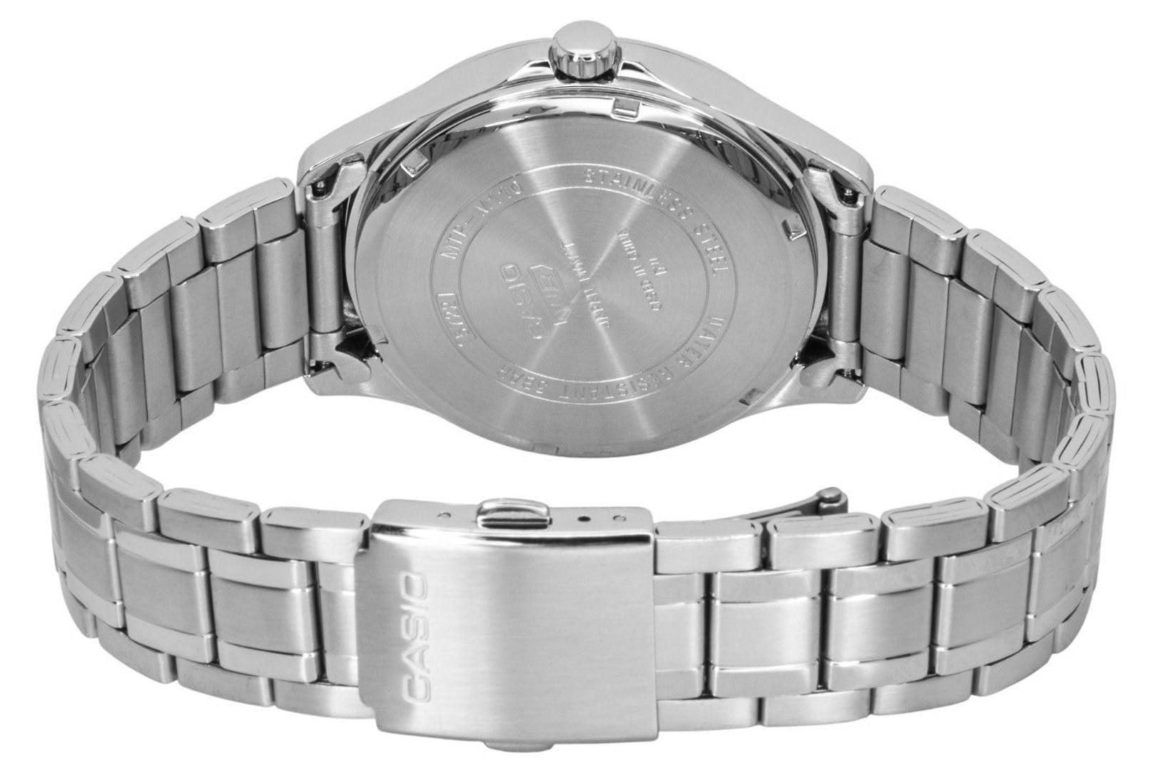 Casio MTP-M110D-7AV Orologio analogico con indicatore fasi lunari, bracciale in acciaio inossidabile, resistenza all'acqua 50M, movimento giapponese