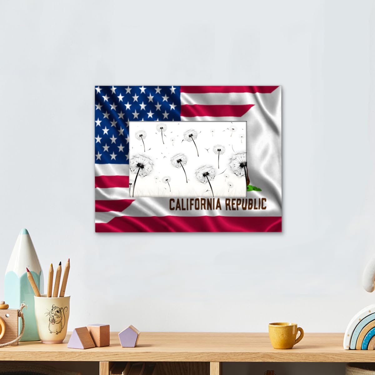 Cfpolar Bilderrahmen Mit Amerikanischer Flagge – 10,2 X 15,2 Cm, Holzrahmen, Mit Passepartout | Für Fotos, Wand Oder Tisch