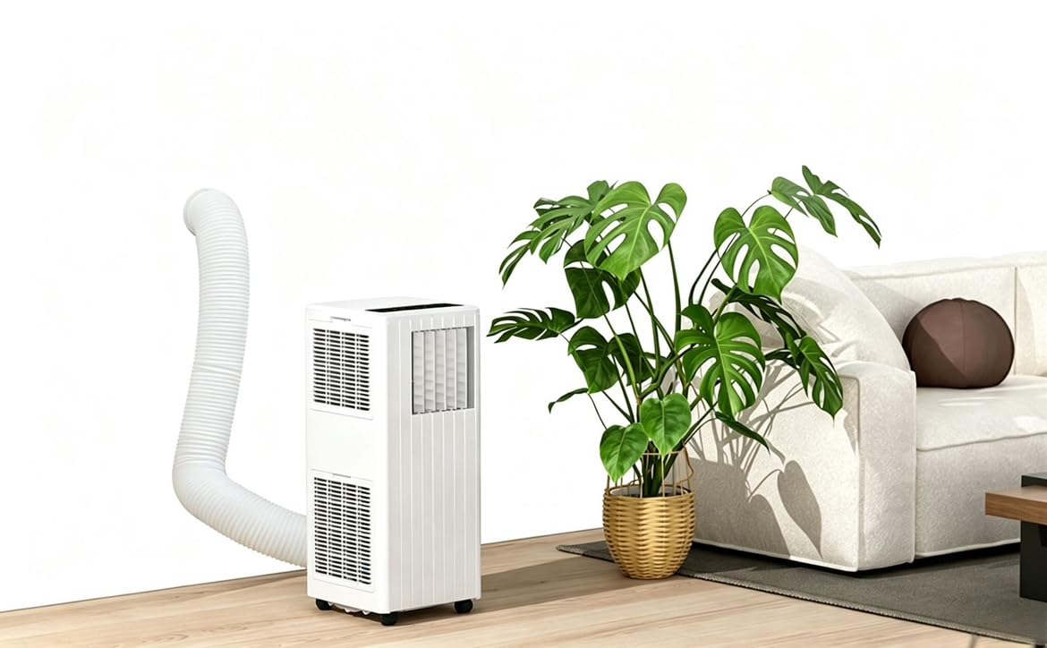 3-in-1 Portable Air Conditioner, 7000 BTU Air Conditioning Unit with 36L/Day Dehumidifier, Cooling, 2 Speeds Fan, 24H Timer, Quiet Compact Floor Standing AC Unit with ABS Housing, White
