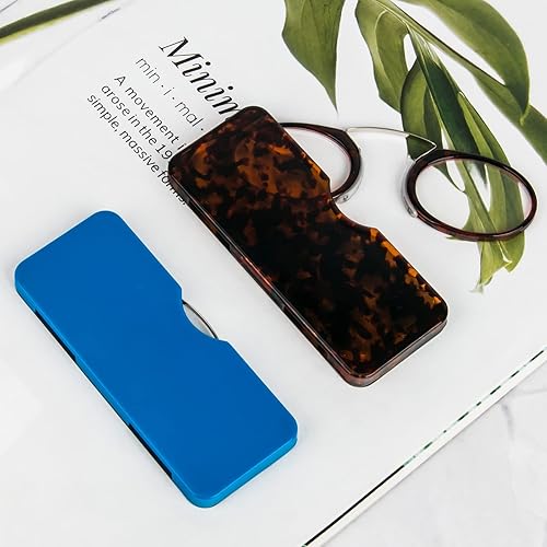 Miniatura 7 de DXYXYO Mini lentes de lectura sin brazos con clip en la nariz para hombres y mujeres, paquete de 2 lectores delgados y compactos con estuche