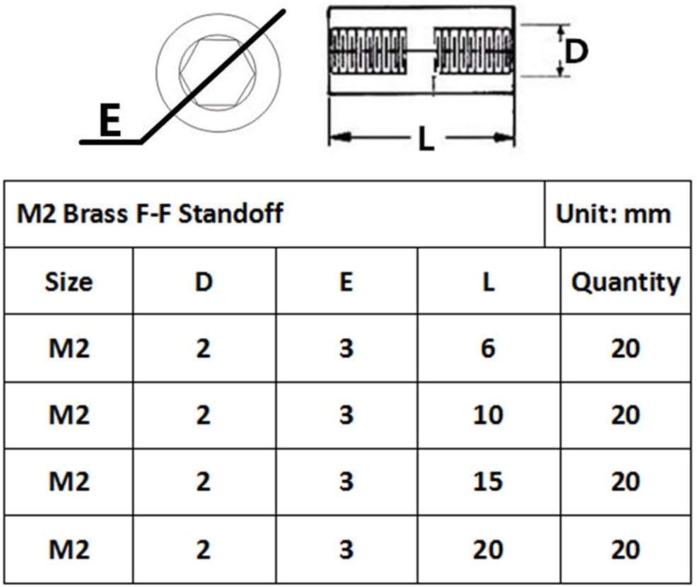 320pcs M2 Male-Female Brass Spacer Standoff&Stainless Steel Screw Nut Assortment Kit