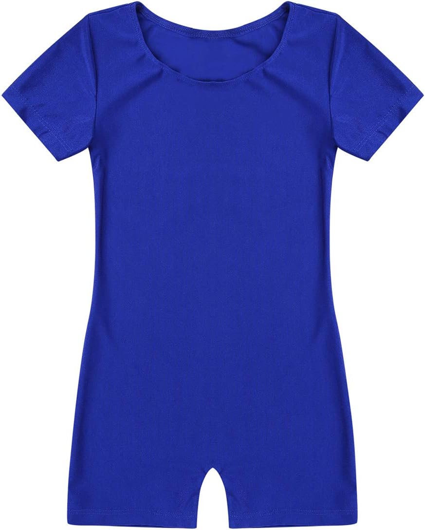 Kids Boys Girls Short Sleeves Stretchy Gymnastics Unitard Athletic Sports Biketard Active Dance Wear