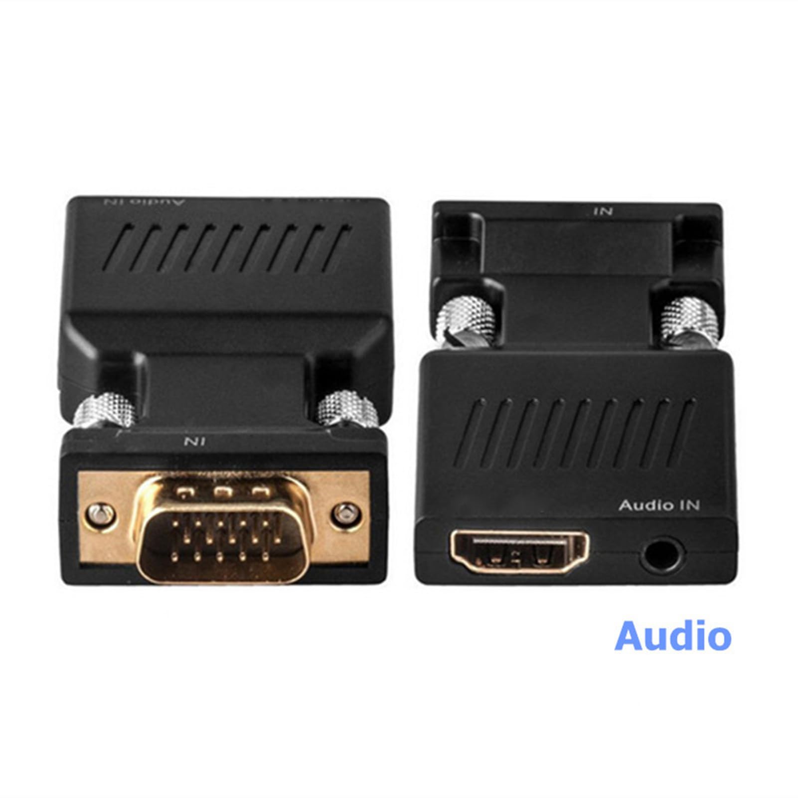 Topiky Adattatore Adattatore VGA a HDMI, Convertitore Adattatore Interfaccia Multimediale VGA a HD con Porta Audio da 3,5 Mm, Convertitore VGA Maschio a HDMI Attivo 1080P Supporta la