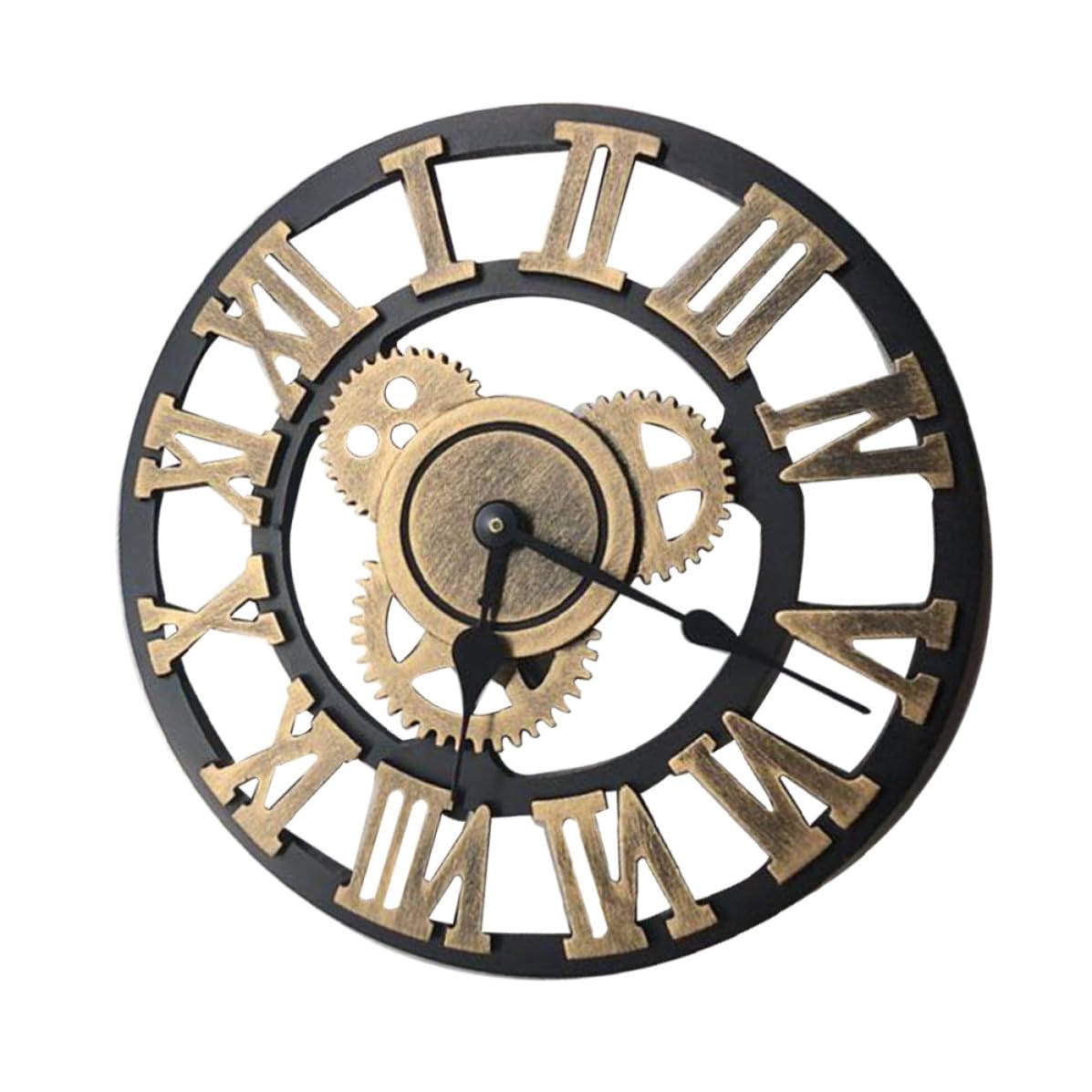 Horloge murale en bois or style rétro européen design créatif