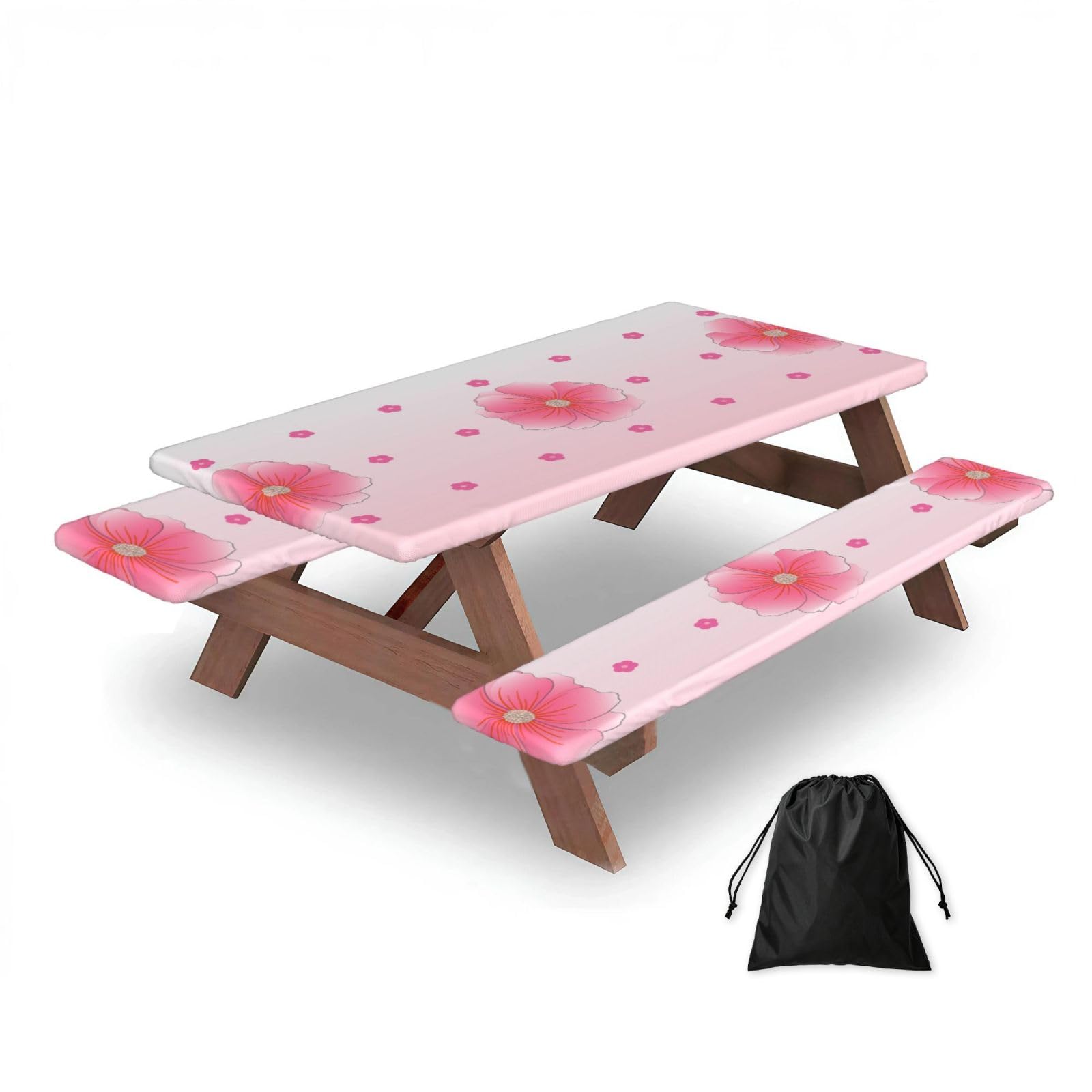 Zqytgfdc Black Blooming Carnations Rectangular Water-Repellent Picnic Tablecloths, Outdoor Camping, Picnic, Bbq